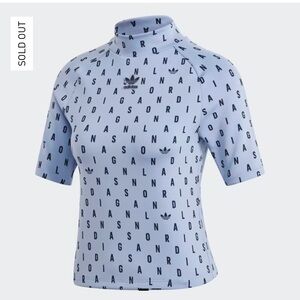 RARE Adidas Chalk Blue Tight Crop Top Size M